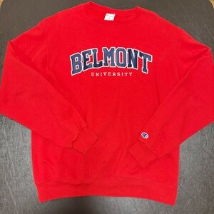 Champion Red Crewneck Sweater with Belmont University Logo